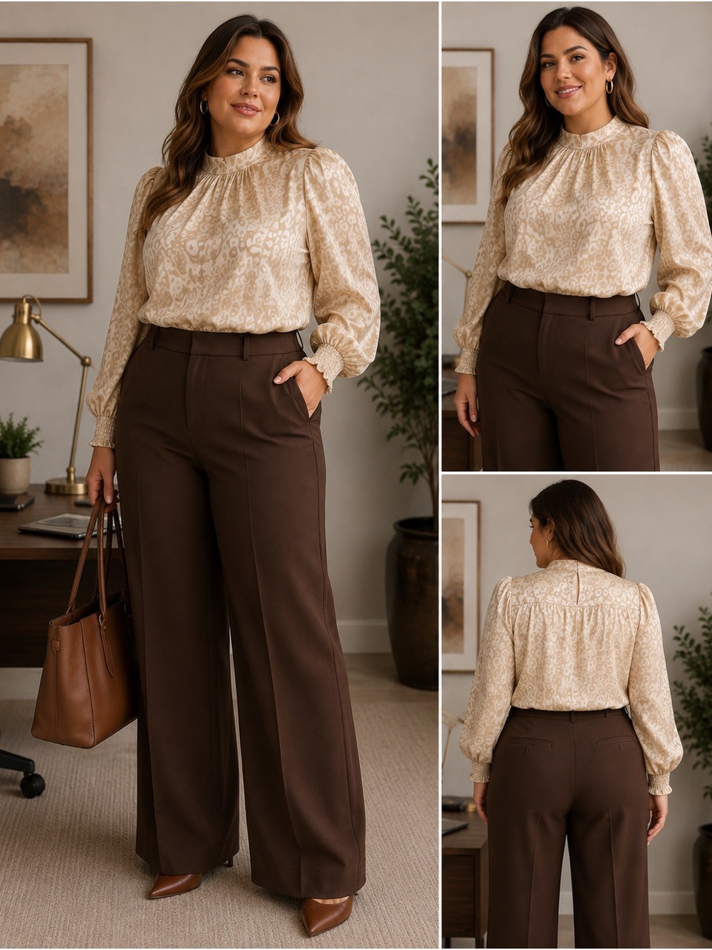 Jealous Tomato Cream Animal-Print Blouse